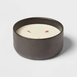 16oz Blackened Bowl Ceramic With Multi Woodwick And Dustcover Acorn + Pine Candle Black - Threshold™ -Home Furnishing Series Shop GUEST 0692b5dd 17a3 45e3 8878 e98369c2410e