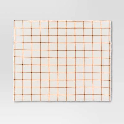 Windowpane Plush with Shearling Reverse Throw Blanket Cream/Orange - Threshold™ Windowpane Plush With Shearling Reverse Throw Blanket Cream/Orange - Threshold™ -Home Furnishing Series Shop GUEST 1bf7e855 33d4 4f5e a385 459e1ad014b6
