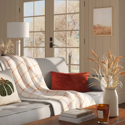 Windowpane Plush with Shearling Reverse Throw Blanket Cream/Orange - Threshold™ Windowpane Plush With Shearling Reverse Throw Blanket Cream/Orange - Threshold™ -Home Furnishing Series Shop GUEST 2617d85a c20f 4ab9 b528 c9a48debcb05