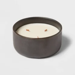 16oz Blackened Bowl Ceramic With Multi Woodwick And Dustcover Dried Leaves + Hickory Candle Black - Threshold™ -Home Furnishing Series Shop GUEST 6010460e d902 4499 a9cc 12a171b8fe03