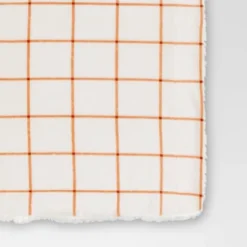 Windowpane Plush With Shearling Reverse Throw Blanket Cream/Orange - Threshold™ 2 Windowpane Plush With Shearling Reverse Throw Blanket Cream/Orange - Threshold™ -Home Furnishing Series Shop GUEST 6b3e488c 2c1c 4665 8270 5d70e83e6590