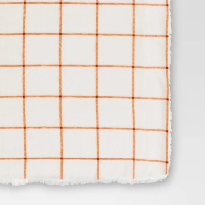 Windowpane Plush with Shearling Reverse Throw Blanket Cream/Orange - Threshold™ Windowpane Plush With Shearling Reverse Throw Blanket Cream/Orange - Threshold™ -Home Furnishing Series Shop GUEST 6b3e488c 2c1c 4665 8270 5d70e83e6590