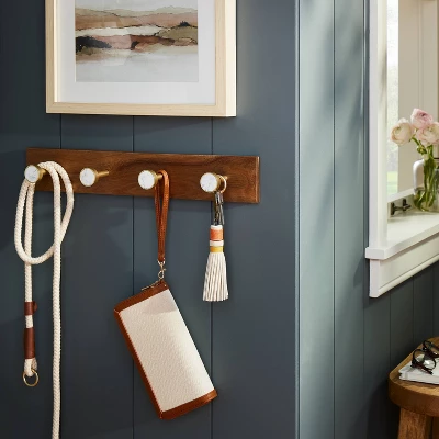 Metal and Faux Marble 4 Gold Hooks Rail on Acacia Wood - Threshold™ Metal And Faux Marble 4 Gold Hooks Rail On Acacia Wood - Threshold™ -Home Furnishing Series Shop GUEST 729bc060 3abd 42e5 b8b8 1ae27745c45b