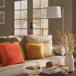 Embroidered Pumpkin With Frayed Edges Square Throw Pillow Rust - Threshold™