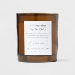 Clear Colored Glass With Woodwick And Brass Metal Inset Lid Honeycrisp Apple Cider Candle Yellow - Threshold™ -Home Furnishing Series Shop GUEST 996194a7 6c6e 49e1 94bf f2a16da58dc2