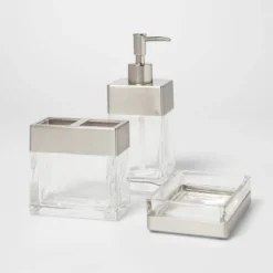 Rectangle Glass With Metal Soap/Lotion Dispenser Clear - Threshold™ -Home Furnishing Series Shop GUEST a74ab62a 4a5e 43fc b643 615160d0a4f1