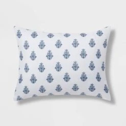 5pc Block Print With Border Comforter Bedding Set White/Blue - Threshold™ -Home Furnishing Series Shop GUEST b03a15d2 8e0b 42ad bda7 eeee200581c9