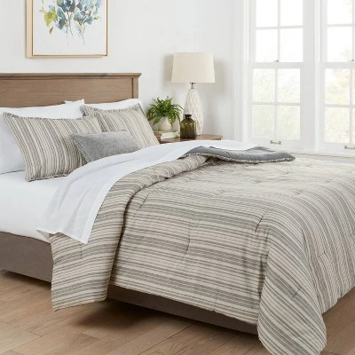7pc Reversible Printed Stripe Comforter Bedding Set with Sheets Gray - Threshold™ 7pc Reversible Printed Stripe Comforter Bedding Set With Sheets Gray - Threshold™ -Home Furnishing Series Shop GUEST be916f2b b6e1 43db b1f8 47014f548058