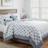 5pc Block Print With Border Comforter Bedding Set White/Blue - Threshold™